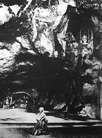 Bernadette at the grotto, 1862